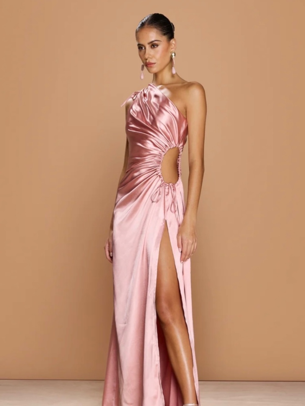 Sonya Moda Blush/Rose Pink One Shoulder Dress
